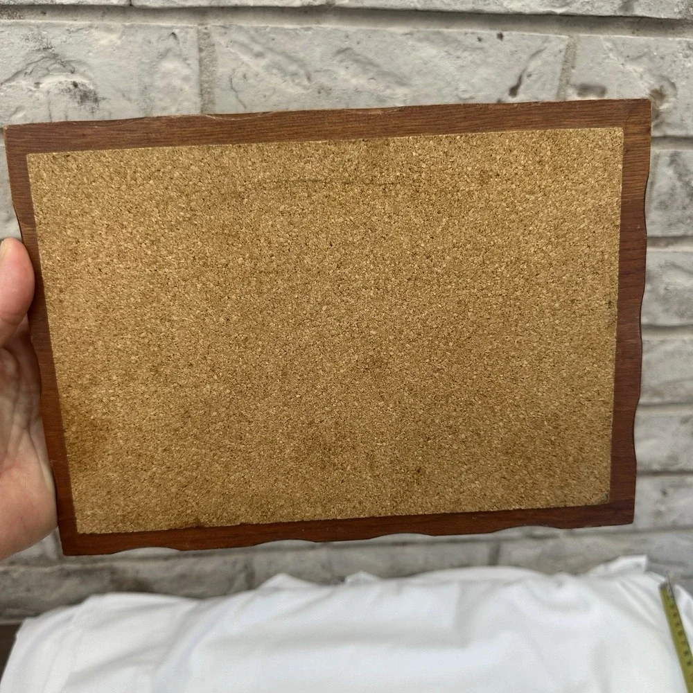 Vintage set Of 2 Wood & Cork Trivets Hot Pads Rectangular & Square Cottagecore